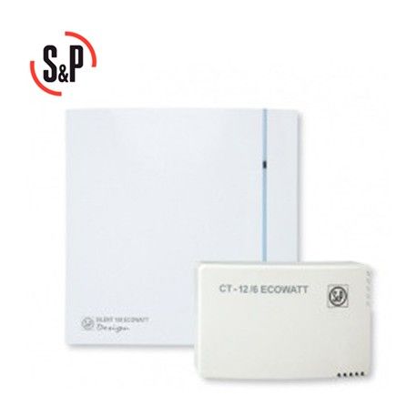 EXTRACTOR DE BAÑO BLANCO 12V 8W S&P SILENT-100 CZ DESIGN 12VDC ECOWATT + CT-12/6