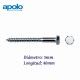 TORNILLO TIRAFONDO HEXAGONAL DIN 571 PARA TACO TF 5X40MM APOLO 9540571