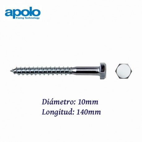 TORNILLO TIRAFONDO HEXAGONAL DIN 571 PARA TACO TF 10X140MM APOLO 910140571