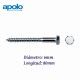 TORNILLO TIRAFONDO HEXAGONAL DIN 571 PARA TACO TF 6X80MM APOLO 9680571