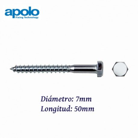 TORNILLO TIRAFONDO HEXAGONAL DIN 571 PARA TACO TF 7X50MM APOLO 9635571