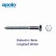 TORNILLO TIRAFONDO HEXAGONAL DIN 571 PARA TACO TF 8X80MM APOLO 9880571