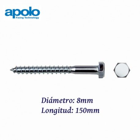 TORNILLO TIRAFONDO HEXAGONAL DIN 571 PARA TACO TF 8X150MM APOLO 98150571