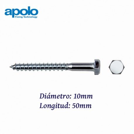 TORNILLO TIRAFONDO HEXAGONAL DIN 571 PARA TACO TF 10X50MM APOLO 91050571