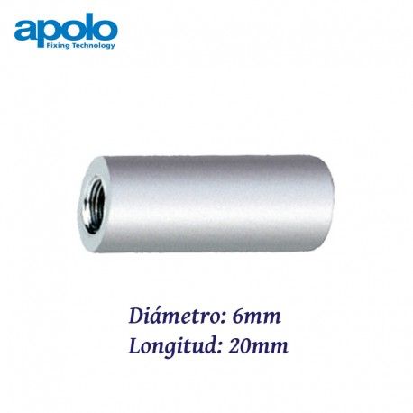 MANGUITO DE UNION CILINDRICO DE ACERO CINCADO 6X20MM APOLO 9620MSC