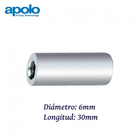 MANGUITO DE UNION CILINDRICO DE ACERO CINCADO 6X30MM APOLO 9630MSC