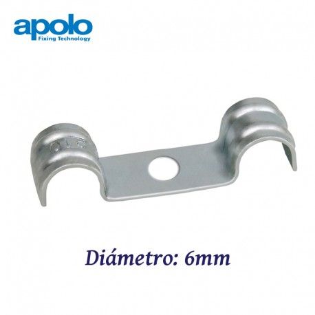 GRAPA METALICA DOBLE DE ACERO 6MM PARA CABLE Y TUBO APOLO 96DF