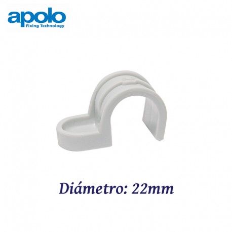 GRAPA DE PLASTICO 22MM PARA CABLE Y TUBO APOLO 922FP