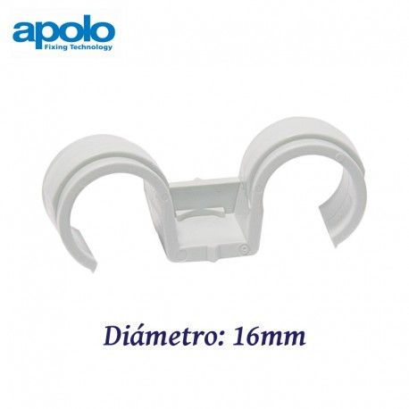GRAPA DOBLE DE PLASTICO 16MM PARA CABLE Y TUBO APOLO 916FPD