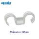 GRAPA DOBLE DE PLASTICO 20MM PARA CABLE Y TUBO APOLO 920FPD
