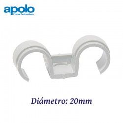 GRAPA DOBLE DE PLASTICO 20MM PARA CABLE Y TUBO APOLO 920FPD