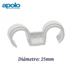 GRAPA DOBLE DE PLASTICO 25MM PARA CABLE Y TUBO APOLO 925DF