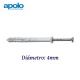 TACO DE GOLPE CON TORNILLO PARA INSTALACION PASANTE 4MM APOLO 9425RT