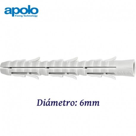 TACO LARGO PARA MATERIALES MACIZOS Y LADRILLOS HUECOS 6MM ANTI-ROTACION APOLO 9660FL