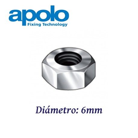 TUERCA HEXAGONAL DIN 934 FABRICADAS EN ACERO 6MM APOLO 96934