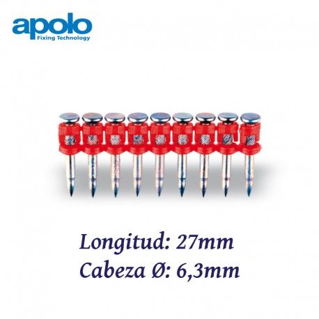 CLAVOS DE ACERO REFORZADO PARA MATERIALES MUY DUROS 27MM APOLO 9271000XHA