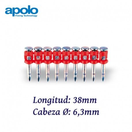 CLAVOS DE ACERO REFORZADO PARA MATERIALES MUY DUROS 38MM APOLO 9381000XHA