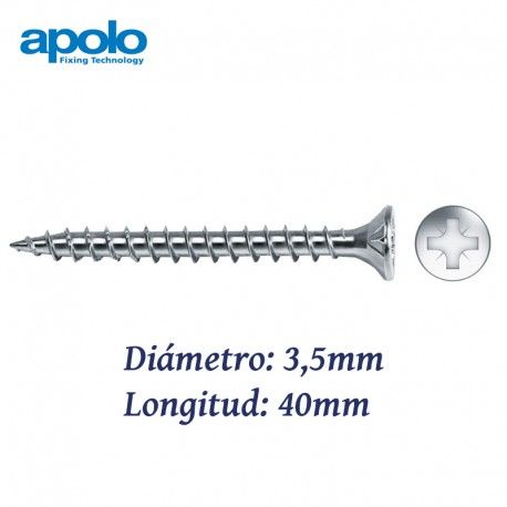 TORNILLO PARA MADERA CON ROSCA VELOX Ø 3,5X40MM APOLO 9B3540VLOX200