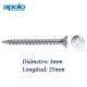 TORNILLO PARA MADERA CON ROSCA VELOX Ø 4X25MM APOLO 9B425VLOX