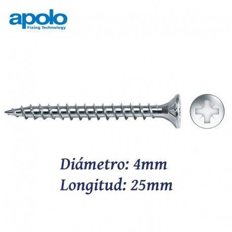 TORNILLO PARA MADERA CON ROSCA VELOX Ø 4X25MM APOLO 9B425VLOX