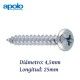TORNILLO 4,5X25MM TORNIGRAP REFORZADO PARA MAYOR FIJACION APOLO 930TG