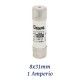 FUSIBLE CILINDRICO 1 AMPERIO 8x31MM CURVA DE FUSION gG