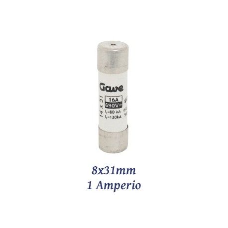 FUSIBLE CILINDRICO 1 AMPERIO 8x31MM CURVA DE FUSION gG
