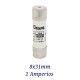 FUSIBLE CILINDRICO 2 AMPERIOS 8x31MM CURVA DE FUSION gG