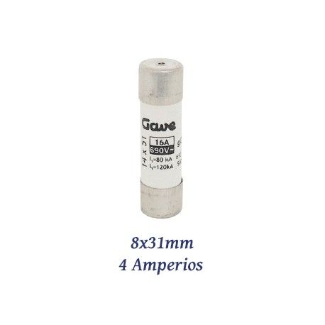 FUSIBLE CILINDRICO 4 AMPERIOS 8x31MM CURVA DE FUSION gG