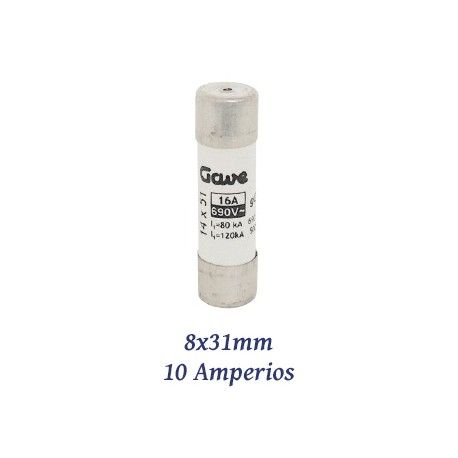 FUSIBLE CILINDRICO 10 AMPERIOS 8x31MM CURVA DE FUSION gG