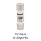 FUSIBLE CILINDRICO 16 AMPERIOS 8x31MM CURVA DE FUSION gG