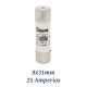 FUSIBLE CILINDRICO 25 AMPERIOS 8x31MM CURVA DE FUSION gG