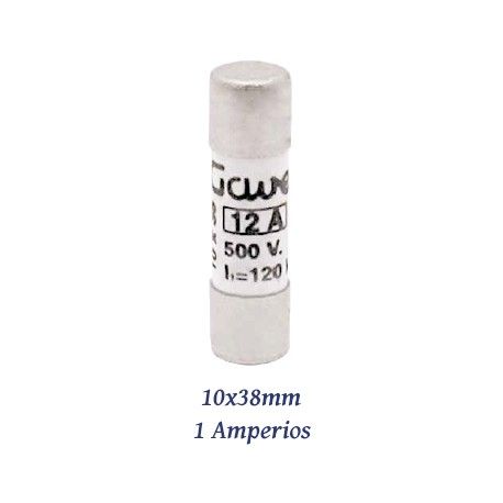 FUSIBLE CILINDRICO 1 AMPERIO 10X38MM CURVA DE FUSION gG