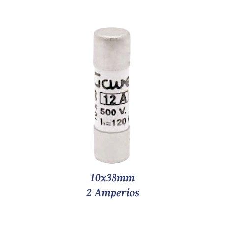 FUSIBLE CILINDRICO 2 AMPERIOS 10X38MM CURVA DE FUSION gG