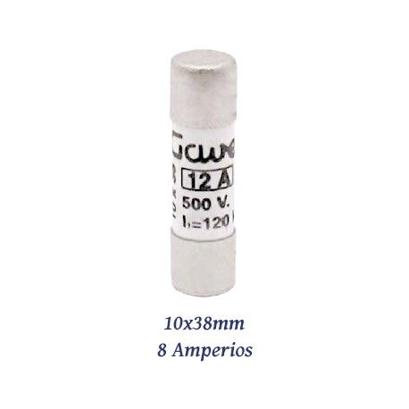 FUSIBLE CILINDRICO 8 AMPERIOS 10X38MM CURVA DE FUSION gG