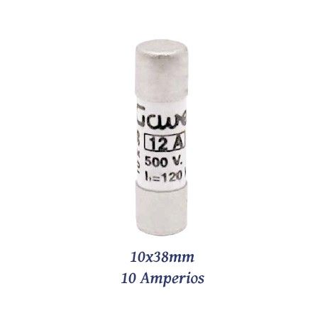FUSIBLE CILINDRICO 10 AMPERIOS 10X38MM CURVA DE FUSION gG