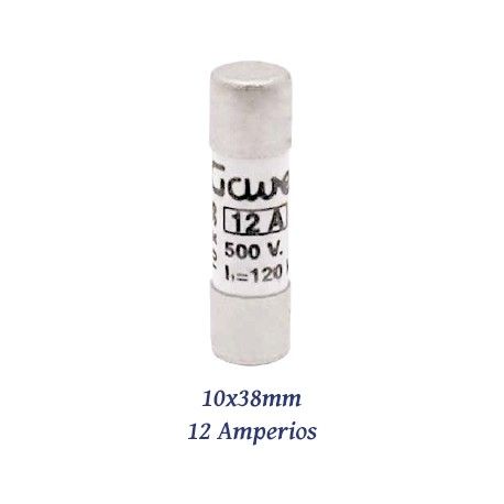 FUSIBLE CILINDRICO 12 AMPERIOS 10X38MM CURVA DE FUSION gG