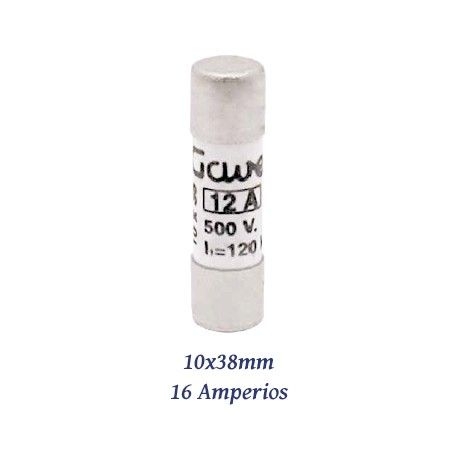 FUSIBLE CILINDRICO 16 AMPERIOS 10X38MM CURVA DE FUSION gG