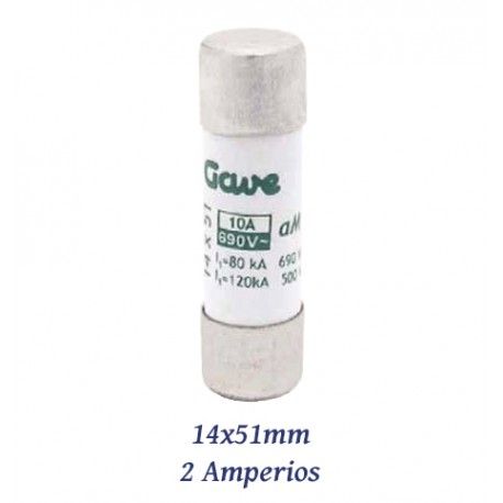 FUSIBLE CILINDRICO 2 AMPERIOS 14X51MM CURVA DE FUSION gG