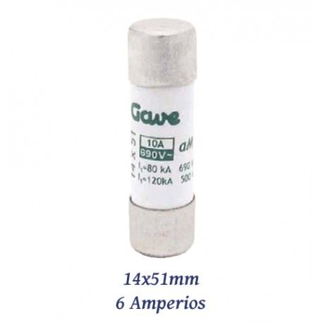 FUSIBLE CILINDRICO 6 AMPERIOS 14X51MM CURVA DE FUSION gG