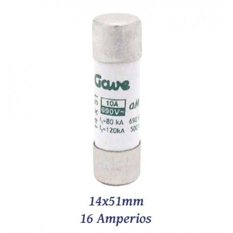 FUSIBLE CILINDRICO 16 AMPERIOS 14X51MM CURVA DE FUSION gG