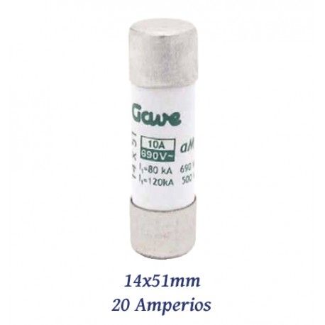 FUSIBLE CILINDRICO 20 AMPERIOS 14X51MM CURVA DE FUSION gG