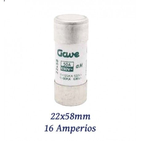 FUSIBLE CILINDRICO 16 AMPERIOS 22X58MM CURVA DE FUSION gG