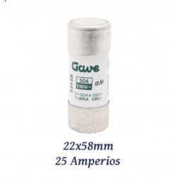 FUSIBLE CILINDRICO 25 AMPERIOS 22X58MM CURVA DE FUSION gG