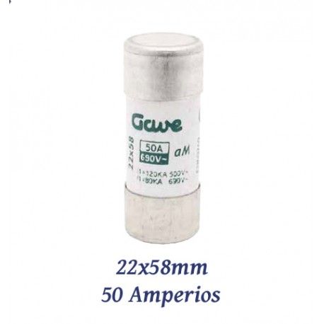 FUSIBLE CILINDRICO 50 AMPERIOS 22X58MM CURVA DE FUSION gG