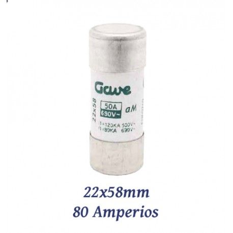 FUSIBLE CILINDRICO 80 AMPERIOS 22X58MM CURVA DE FUSION gG