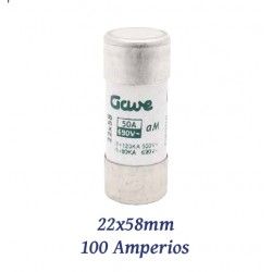 FUSIBLE CILINDRICO 100 AMPERIOS 22X58MM CURVA DE FUSION gG
