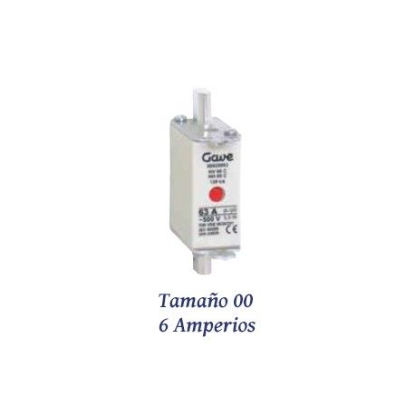 FUSIBLE DE CUCHILLA NH 6 AMPERIOS TAMAÑO 00 CURVA DE FUSION gG