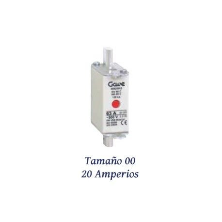 FUSIBLE DE CUCHILLA NH 20 AMPERIOS TAMAÑO 00 CURVA DE FUSION gG