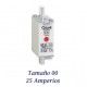 FUSIBLE DE CUCHILLA NH 25 AMPERIOS TAMAÑO 00 CURVA DE FUSION gG